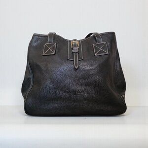 Dooney & Bourke City Flynn Black Pebbled Leather Large Tote Shoulder Bag Belt